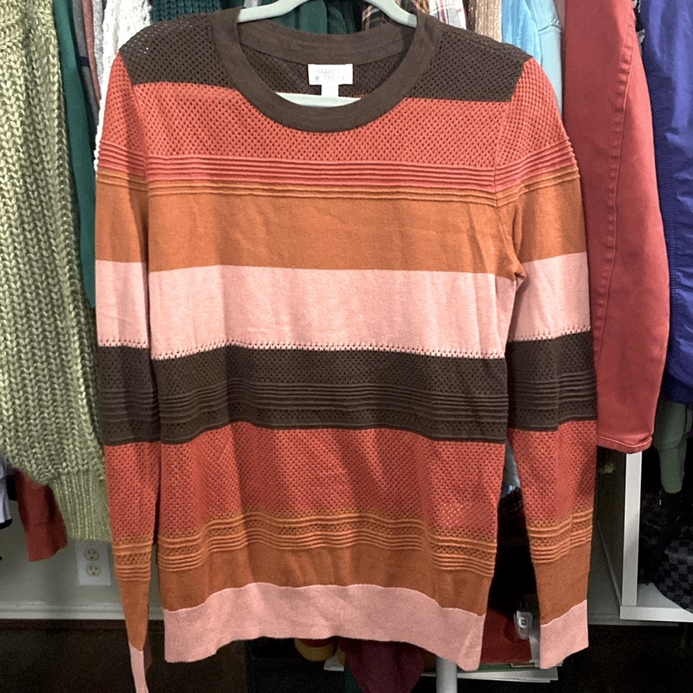 Market&Spruce Multi Color Striped Sweater cutout detail